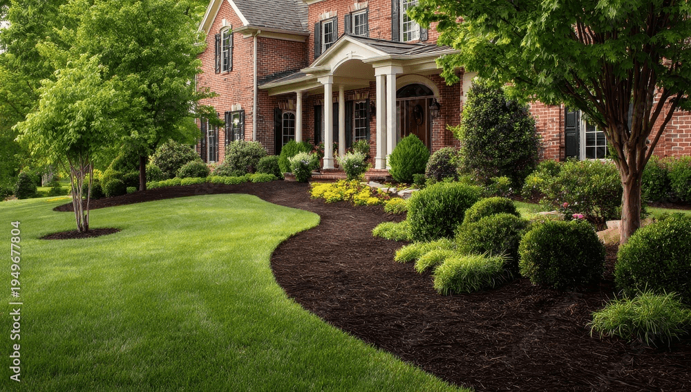 Perfectly manicured residential lawn